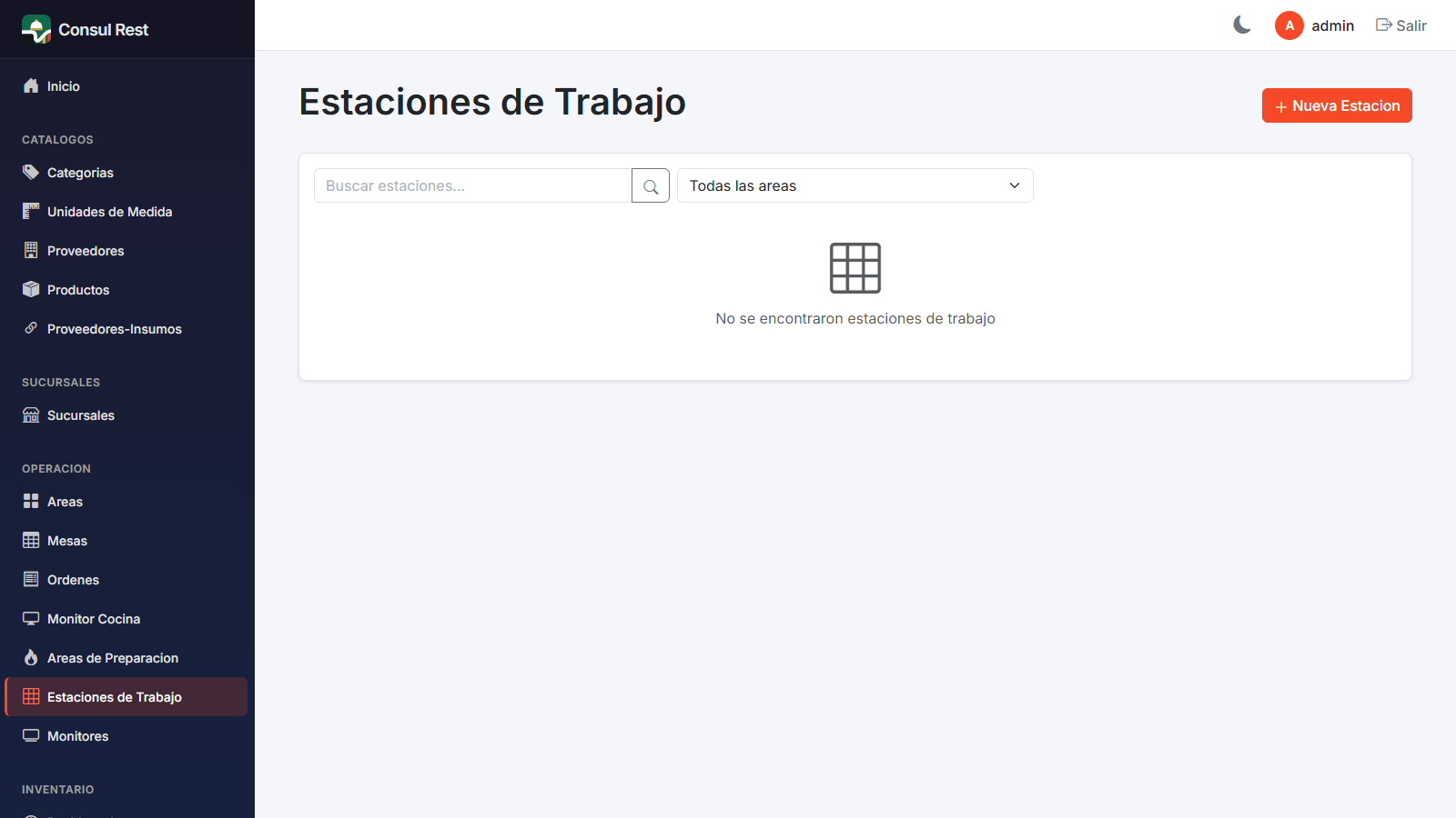 Listado de estaciones de trabajo