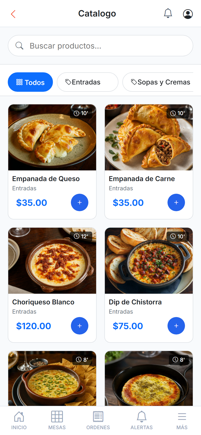 Catálogo de productos con categorías y cuadrícula